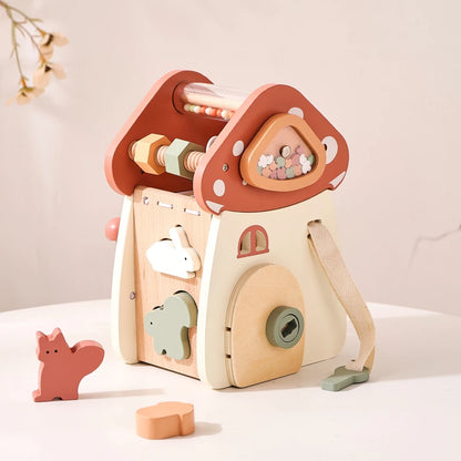 Montessori Wooden Musical Busy Activity Box, Sensory Play for Babies & Toddlers