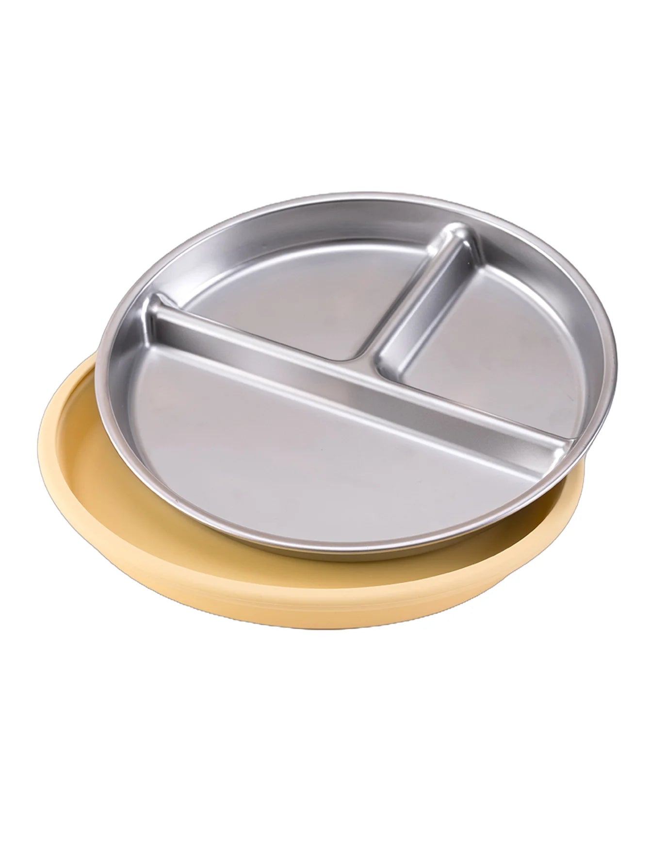 Stainless Steel Baby Feeding Plate with Detachable Suction