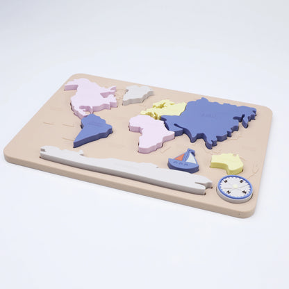 Montessori Silicone World Map Puzzle for Toddlers & Kids