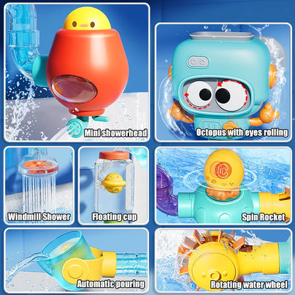 Octopus Bath Toy Set – Suction Cup Spinners & Water Squirt Fun!
