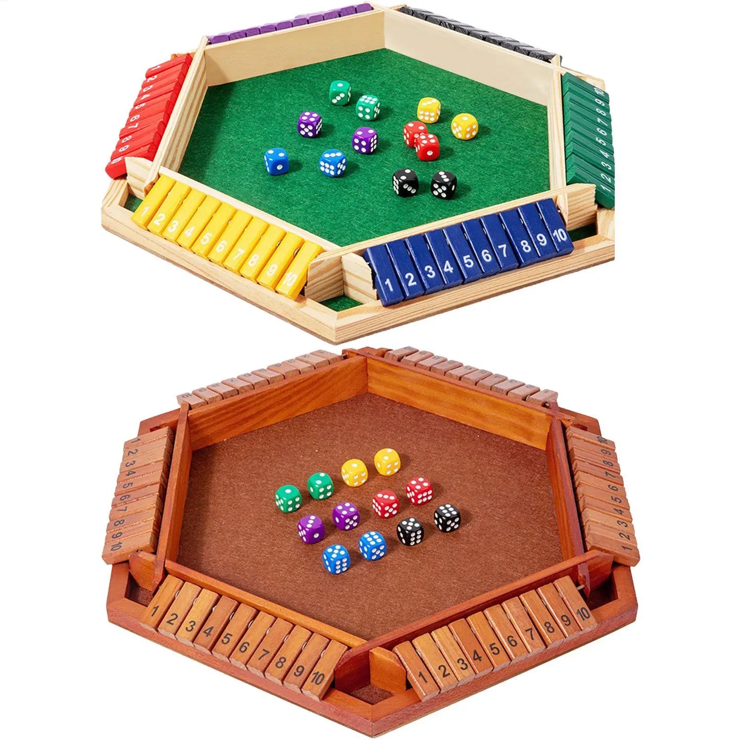 Shut The Box Wooden Game – 6‑Sided Math Board for Parties & Travel