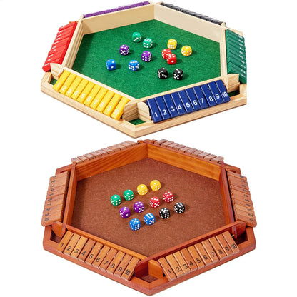 Shut The Box Wooden Game – 6‑Sided Math Board for Parties & Travel
