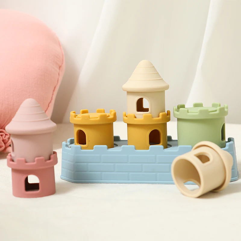 Silicone Castle Stacking Blocks, Montessori Teether Toy