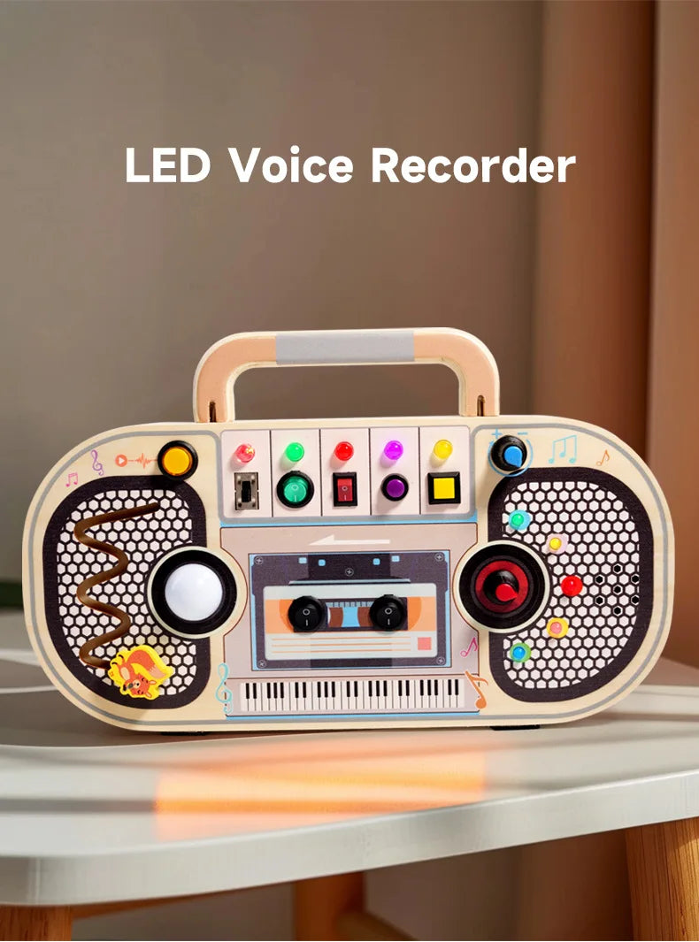 Montessori Wooden Busy Board Sensory Toys with Light Switch Control Board for Toddlers and Babies - LittleOzKid