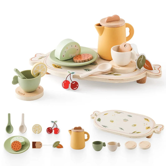 Kids Wooden Montessori Toys Afternoon Tea Set - LittleOzKid