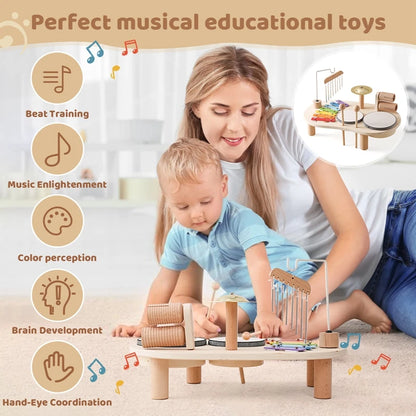 7 in 1 Montessori Percussion Set, Kids Musical Instruments, Xylophone Drum Kit