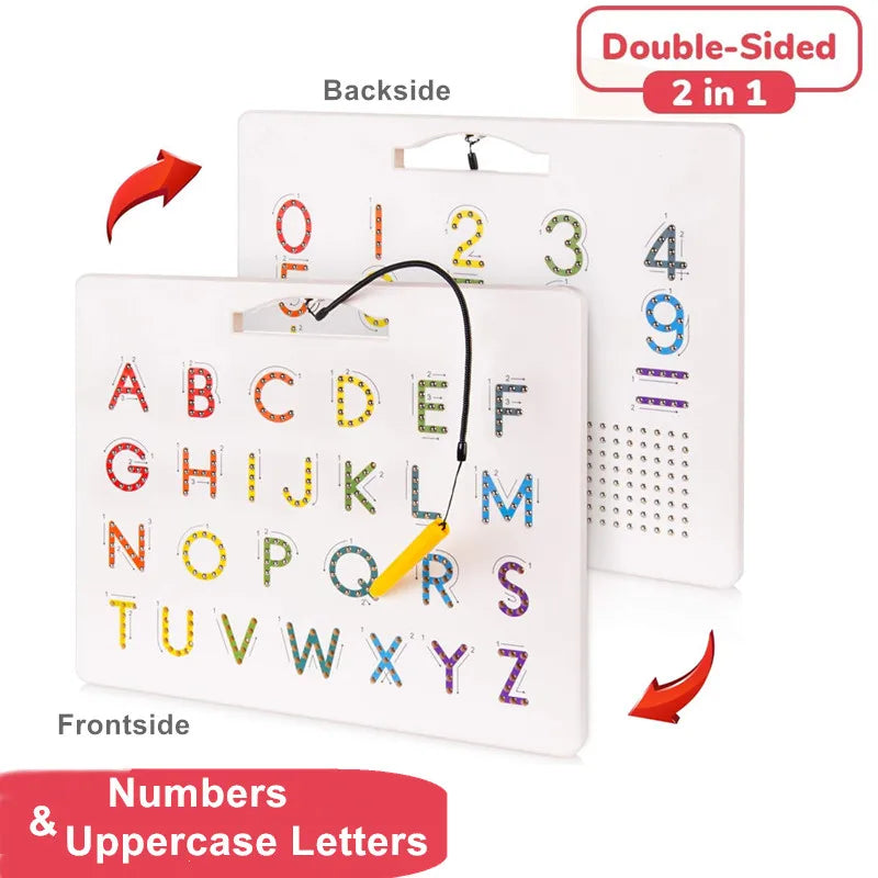 Magnetic Alphabet Tracing Board | ABC & Numbers STEM Learning Toy with Pen