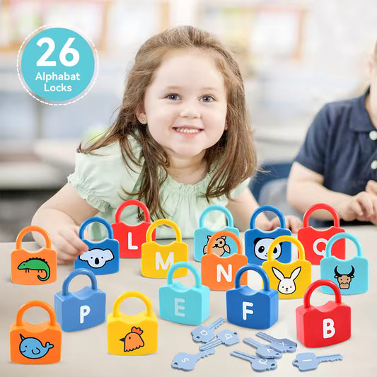 Kids Alphabet & Number Lock Key Matching Set – Montessori Educational STEM Toy for Word Cognition & Homeschool Learning