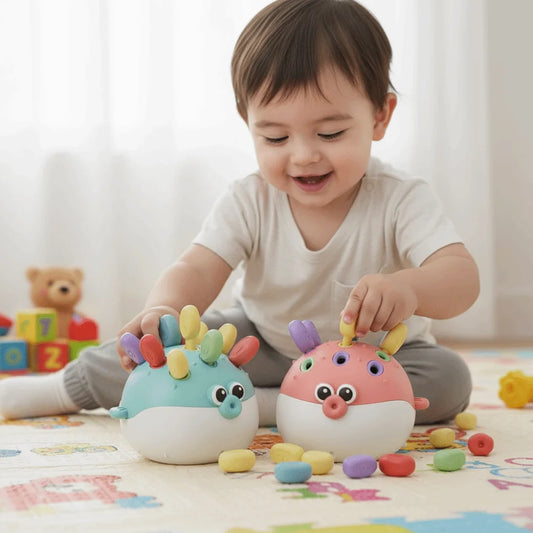 Montessori Pufferfish Learning Insertion Puzzle, Early Education Activity for Toddlers