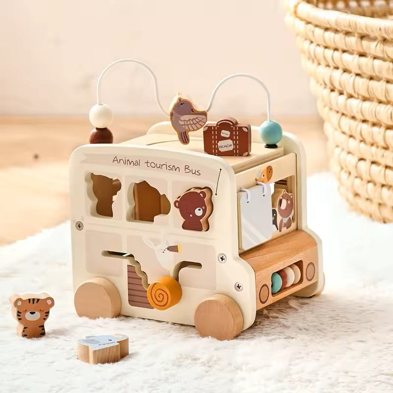 Montessori Wooden Multi-Activity Cube, Education Busy Board for baby and Toddlers