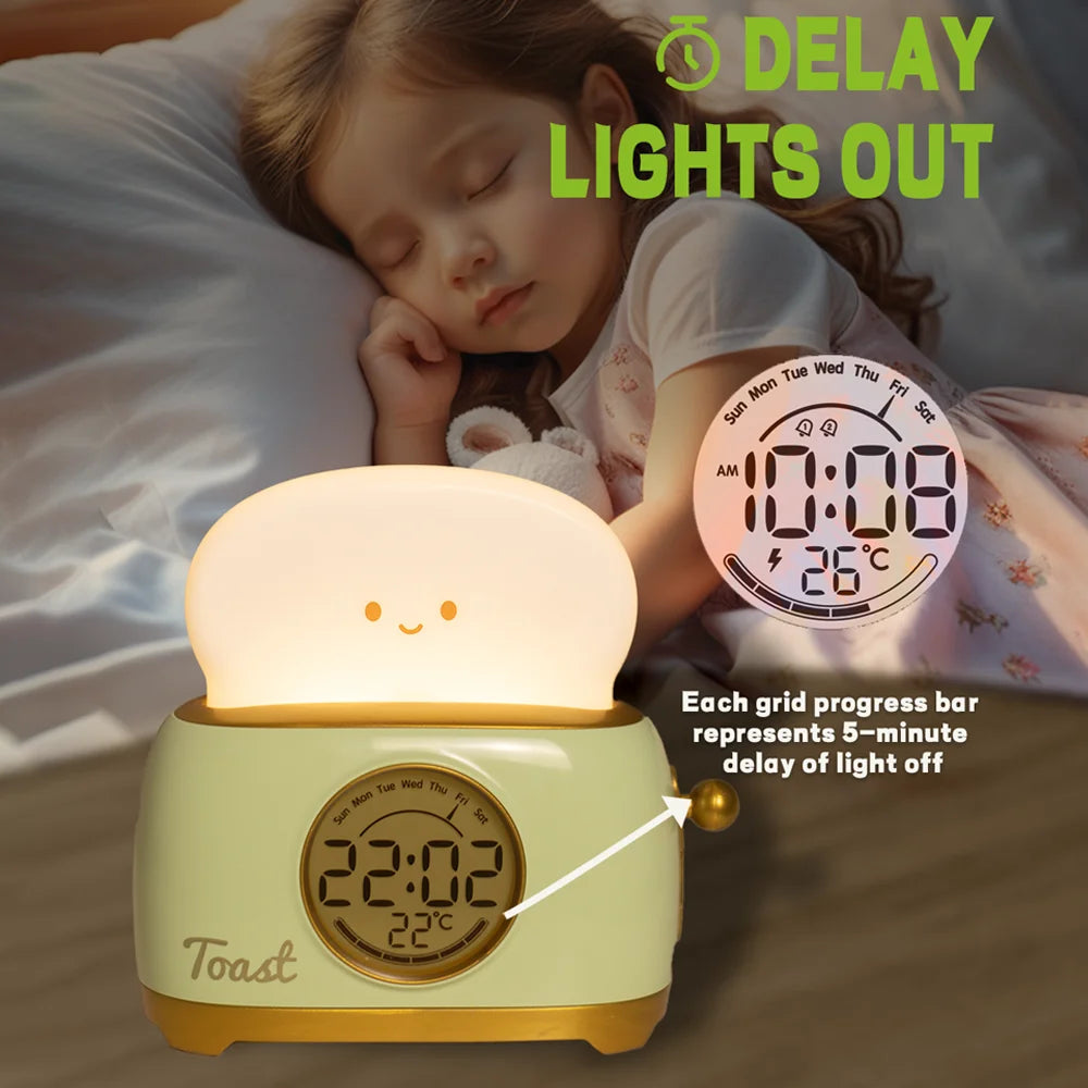 Kid Alarm Digital Clock LED Night Light with Temperature Display