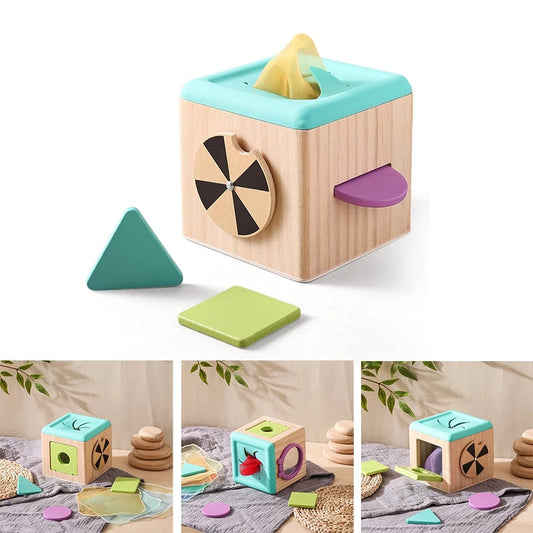 Wooden Magic Tissue Box Educational Learning Sensory Toys for Kids