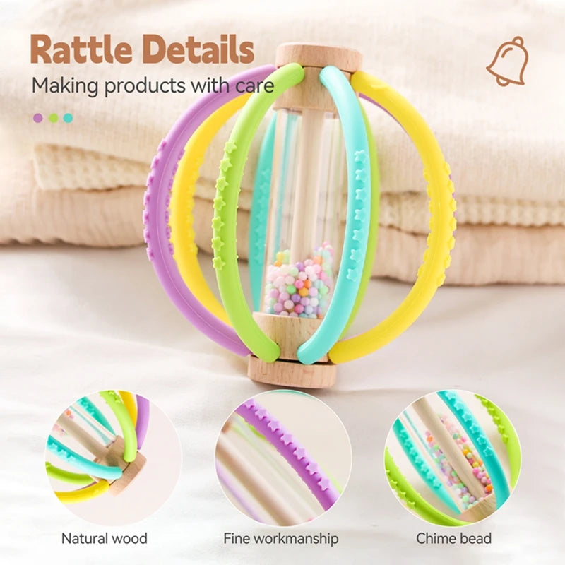 Baby Rainbow Silicone Teether Toys, Music Rattle Sensory Toys - LittleOzKid
