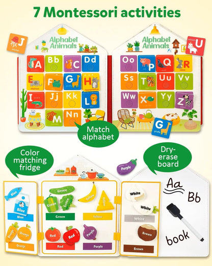 Montessori Busy Board Quiet Felt Activity Toy Book for Toddlers and Kids