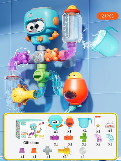 Octopus Bath Toy Set – Suction Cup Spinners & Water Squirt Fun!