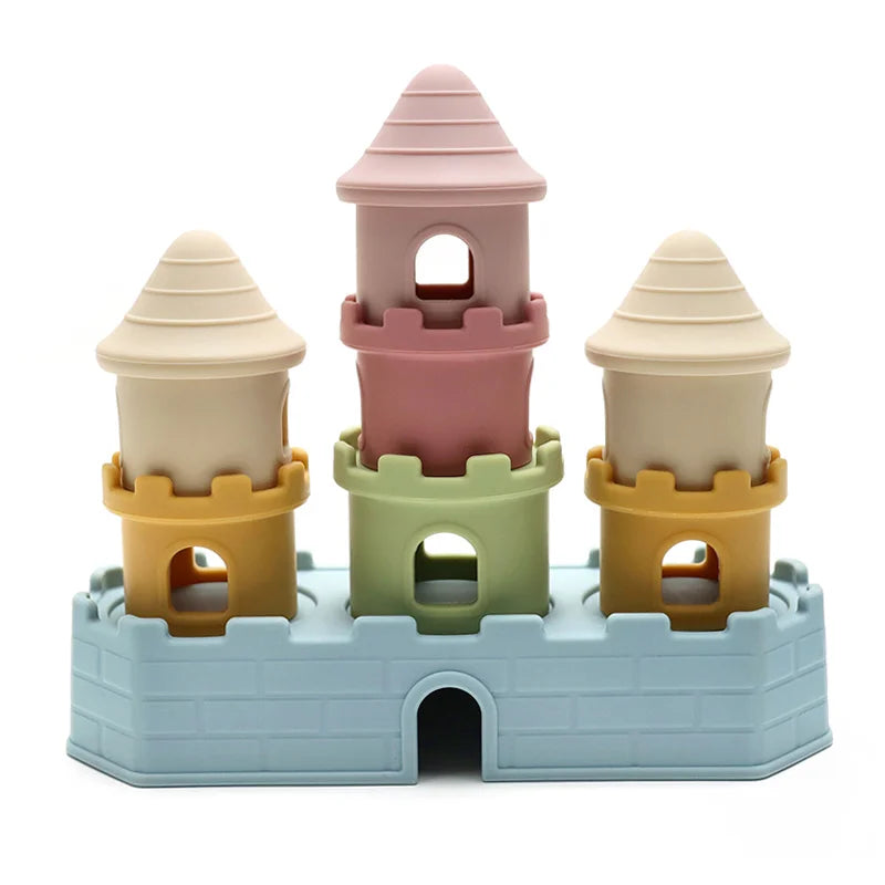 Silicone Castle Stacking Blocks, Montessori Teether Toy