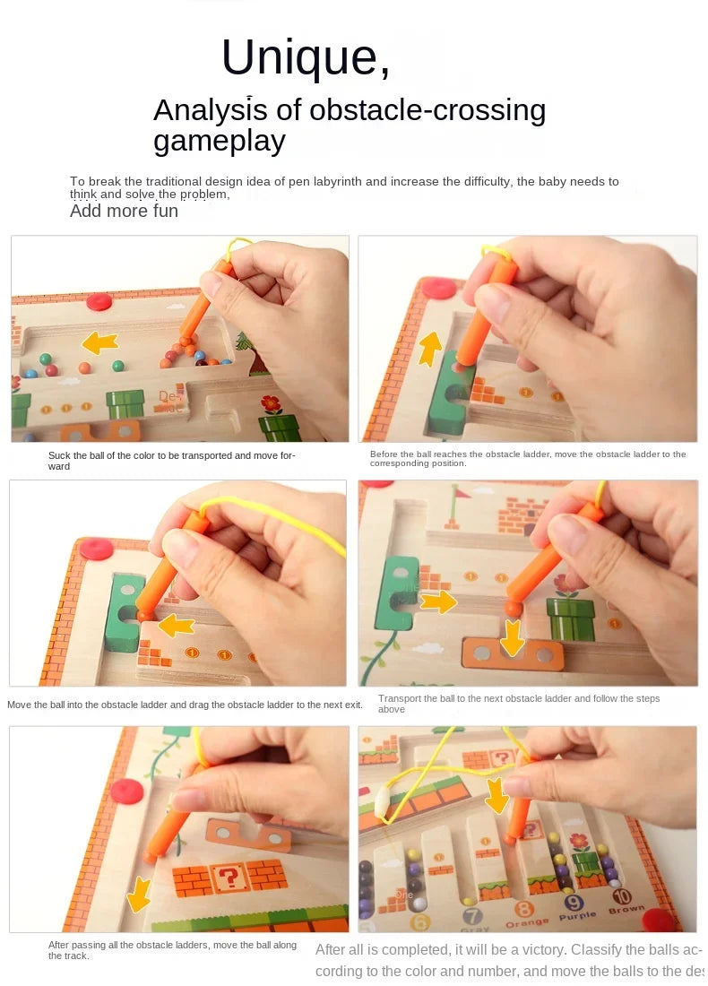 Wooden Magnetic Color and Number Maze, Color Matching Montessori Toys - LittleOzKid