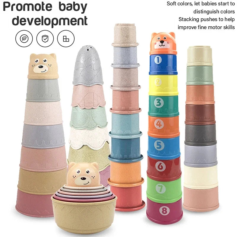8 colorful Stacking Cups, Beach, Bathtub Educational Toys for Toddler - LittleOzKid