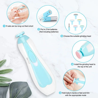 Safe Electric Baby Nail Trimmer with LED & Quiet Motor