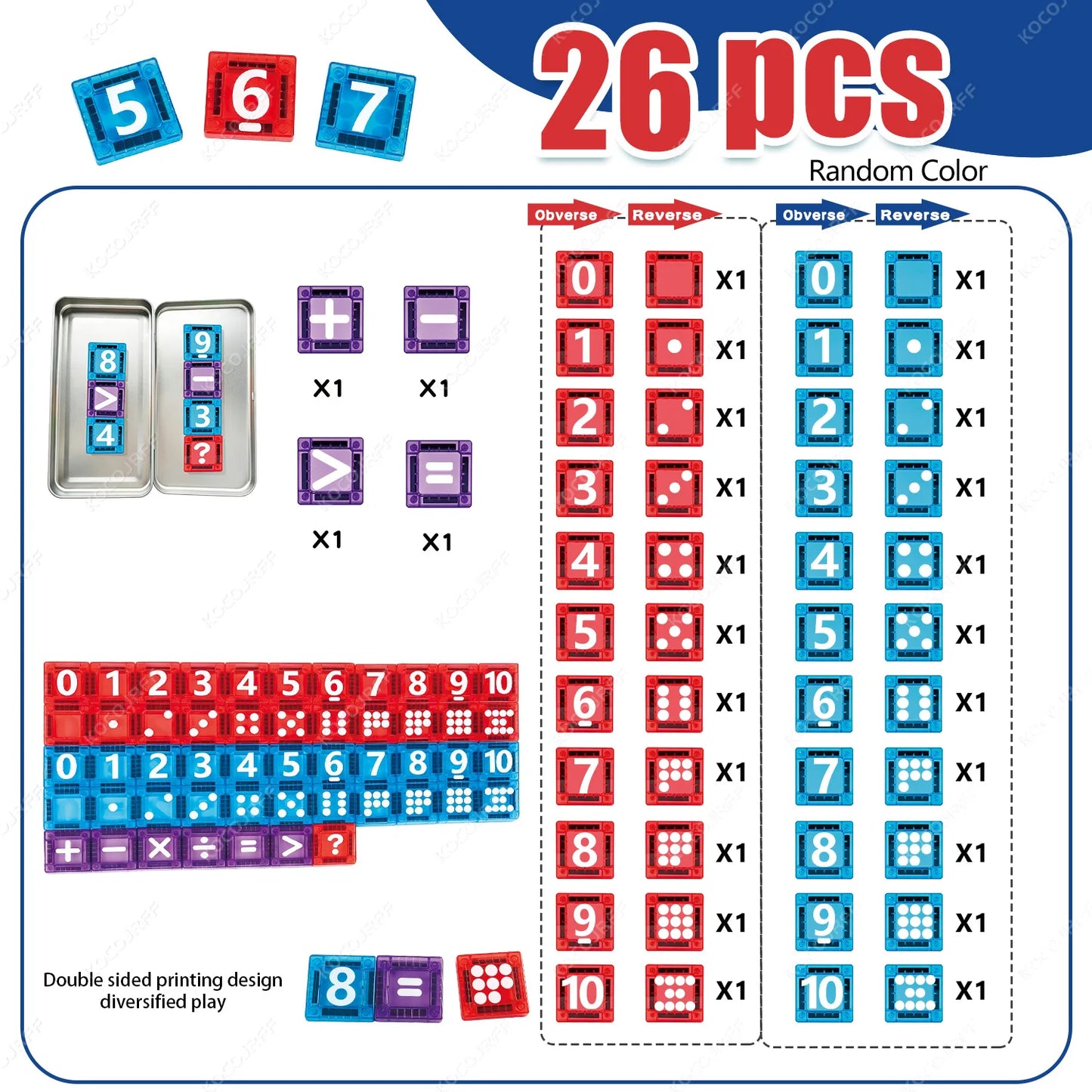 Mini Magnetic Building Tiles – Educational Math & Counting Toy Set