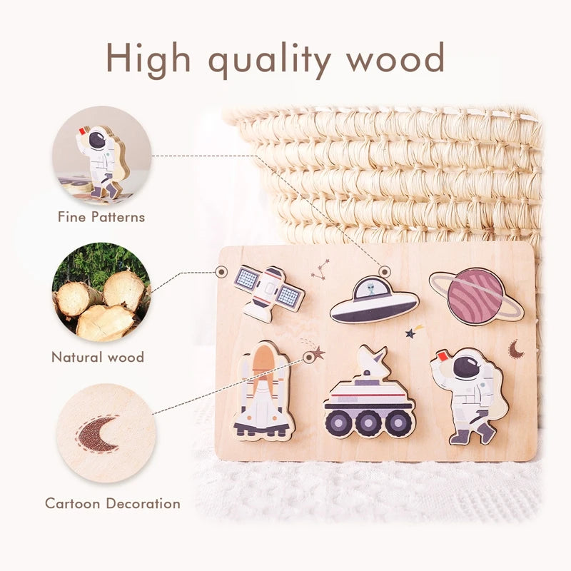 Montessori Wooden Jigsaw Puzzle Building Blocks