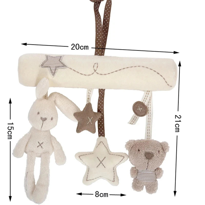 Soft Rabbit Hanging Rattle Plush toy for Strollers and Crib with Pendant Bell