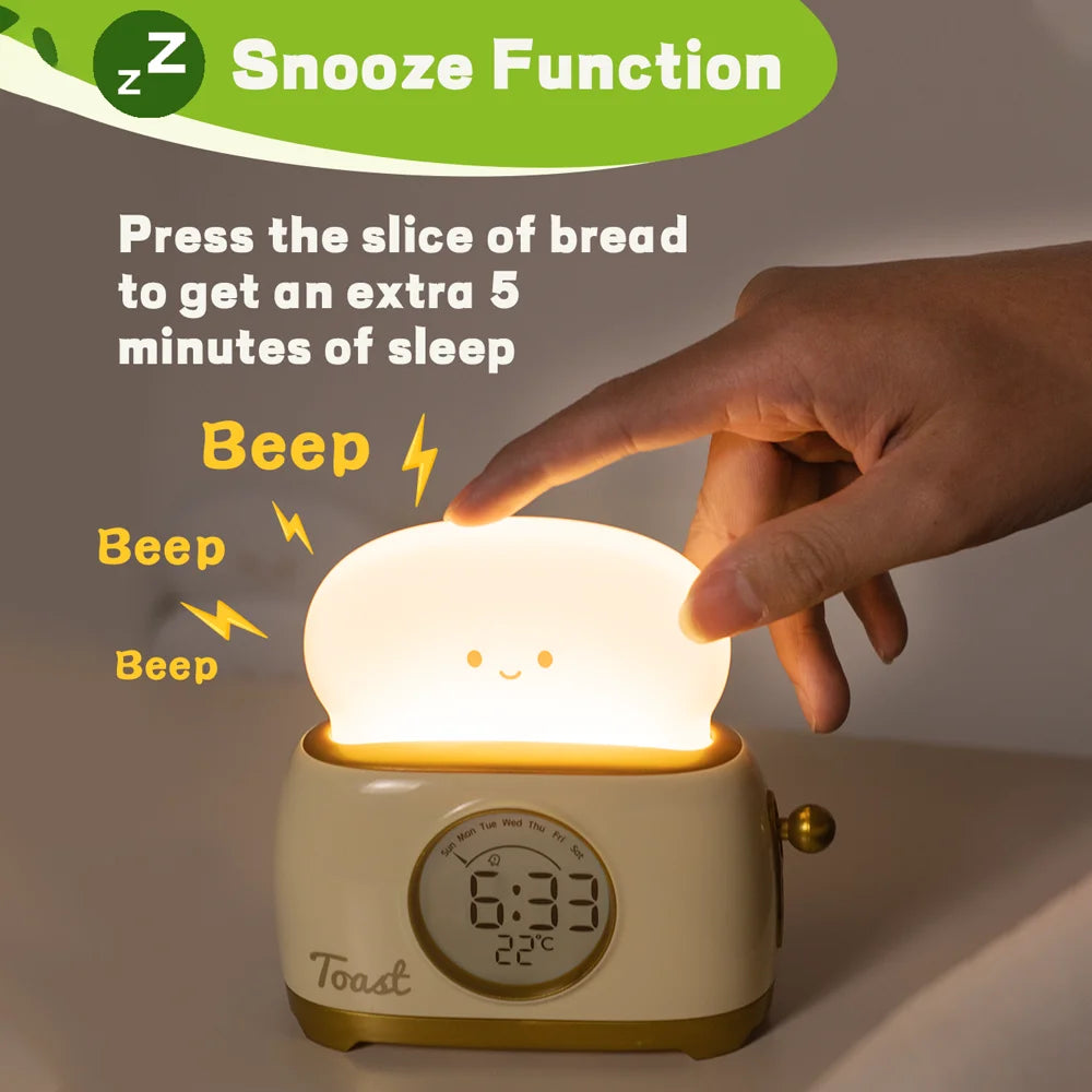 Kid Alarm Digital Clock LED Night Light with Temperature Display