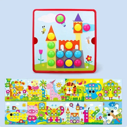 3D Mushroom Nail Puzzle – Montessori Animal Jigsaw Puzzle Toy, Early Educational Beads Puzzle Toy for Kids