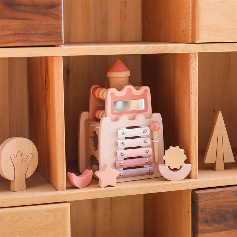 Montessori Wooden Activity Castle Cube & Musical Busy Box Toy