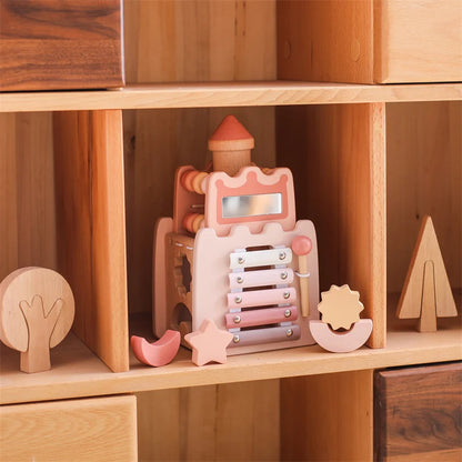 Montessori Wooden Activity Castle Cube & Musical Busy Box Toy