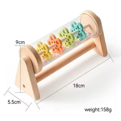 Montessori Stick Rainbow Hourglass Music Rattle Toy for baby and Toddles, Educational Sensory rain Drum