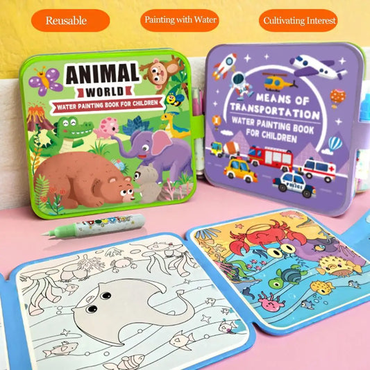 4 Pack Mess Free Magic Water Drawing Notebooks, Reusable Gift Set