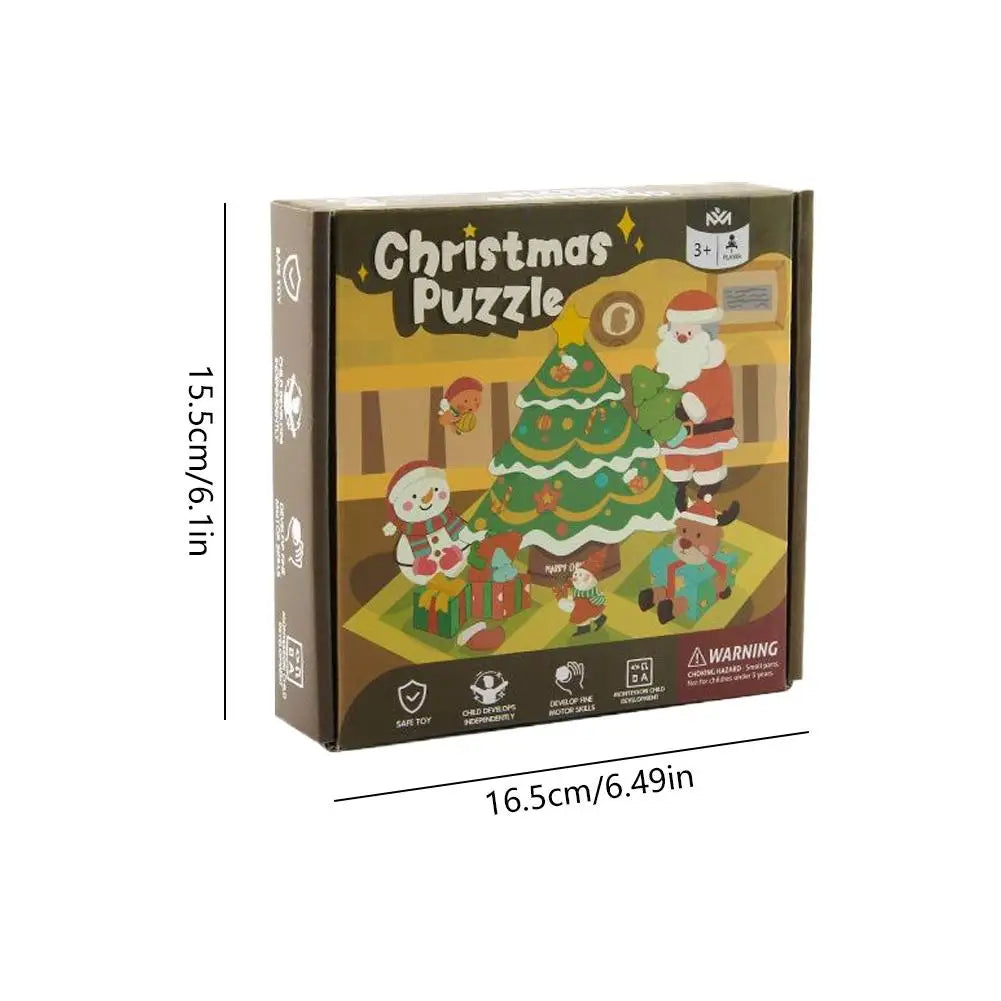 Montessori Toddler Xmas Wooden Jigsaw Puzzles, Santa Christmas Toddler Puzzles, Educational Shape Matching