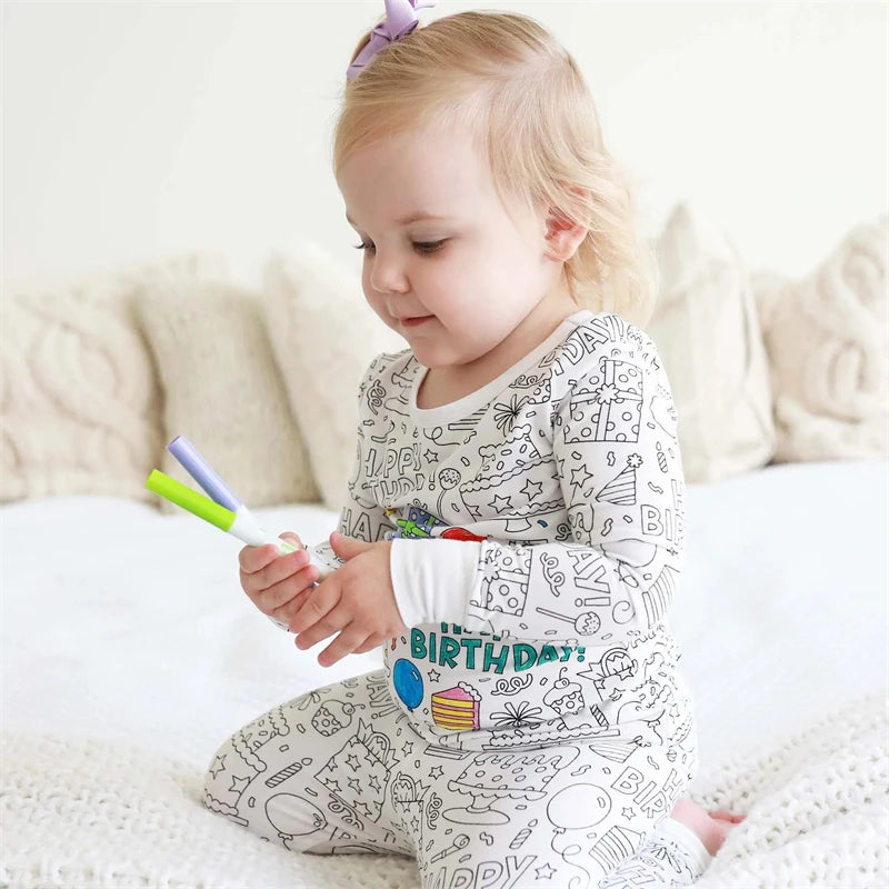 DIY Color-Your-Own Kids Pajama Set, 2-Piece Coloring Kit