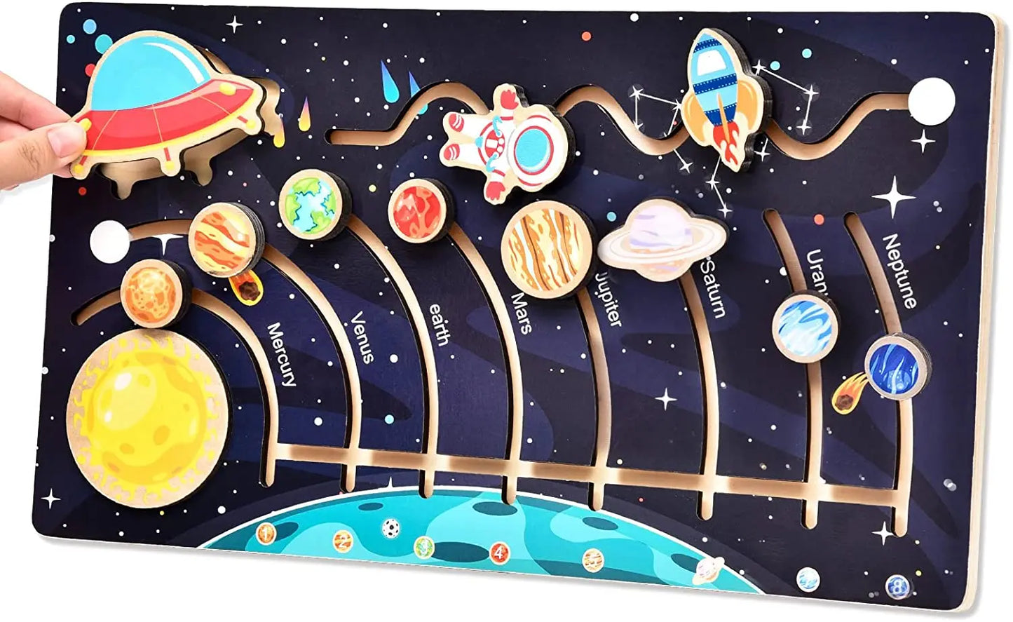 Montessori Wooden Solar System Puzzle, Planet Toys, Space Puzzles