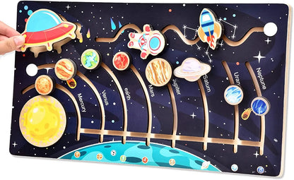 Montessori Wooden Solar System Puzzle, Planet Toys, Space Puzzles