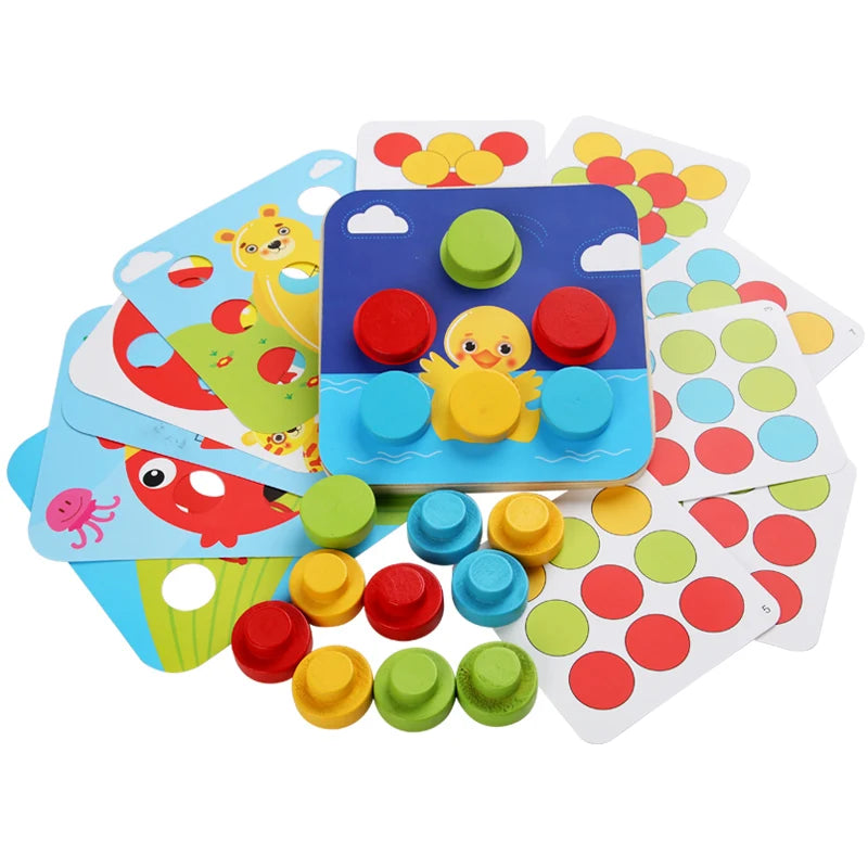 Montessori Mushroom Nail Puzzle & Color Recognition Learning Toy