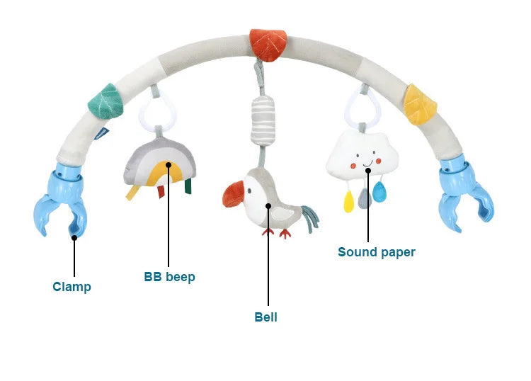 Baby Stretch Activity Spiral Plush Mobile - Sensory Hanging Toy for Car Seat, Crib, Pram, and Stroller