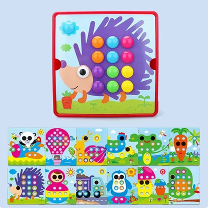 3D Mushroom Nail Puzzle – Montessori Animal Jigsaw Puzzle Toy, Early Educational Beads Puzzle Toy for Kids