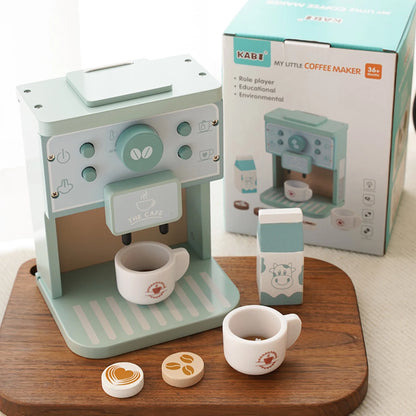 Kids Wooden Coffee Maker Set, Pretend Play Kitchen Toy