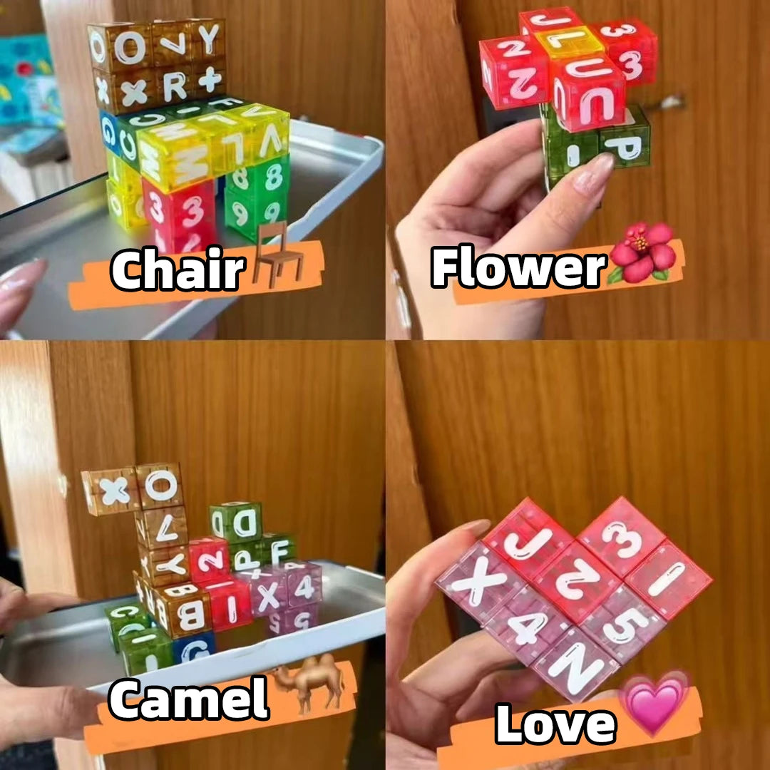 Travel-Friendly Magnetic Alphabet & Number Cube Set, 40 Pieces