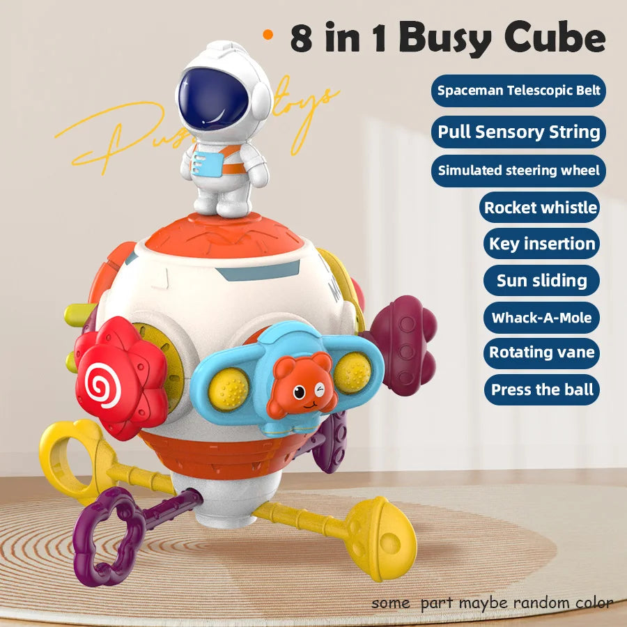 8 in 1 Baby Montessori Educational Busy Cube, Hands On Motor Skills & Learning Toy