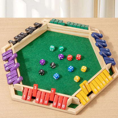 Shut The Box Wooden Game – 6‑Sided Math Board for Parties & Travel