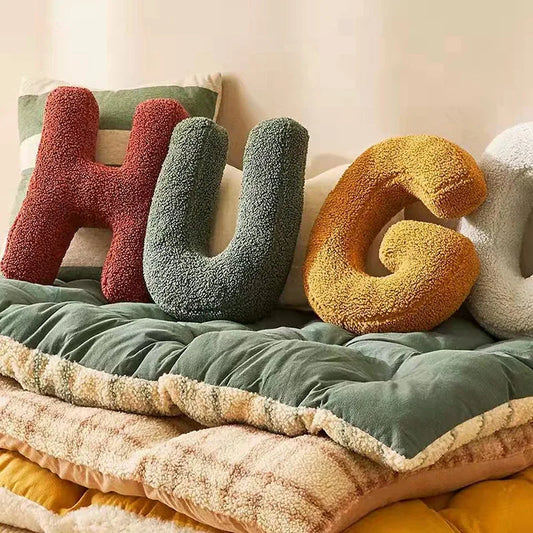 Letters Plush Throw Pillow – Soft Stuffed Kids Toy, Doll, Sofa Cushion, and Room Decor