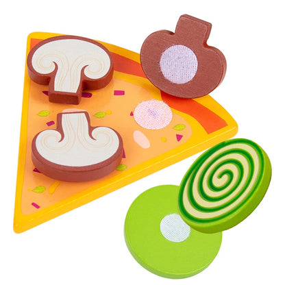 Wooden Montessori Kids Pizza & Cookie Cutting Toy Set – Pretend Play Kitchen Food Simulation