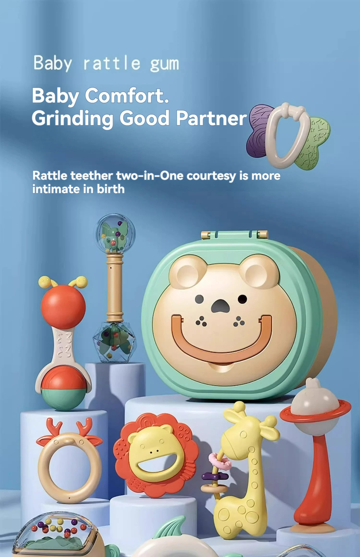 Baby Teether Gum Rattle Educational Baby Toys, Soft Teething Toys - LittleOzKid