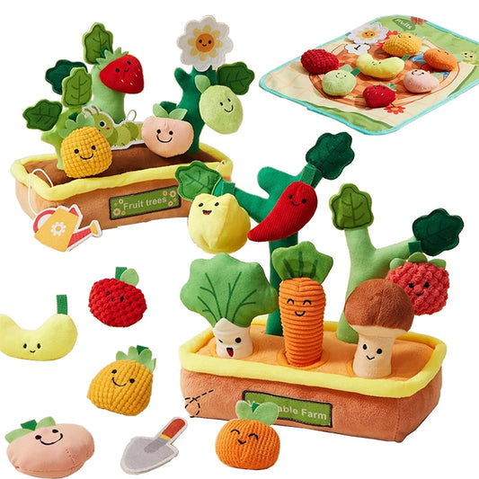 Montessori Pulling Fruits Plush Toy, Baby Shape Matching Game