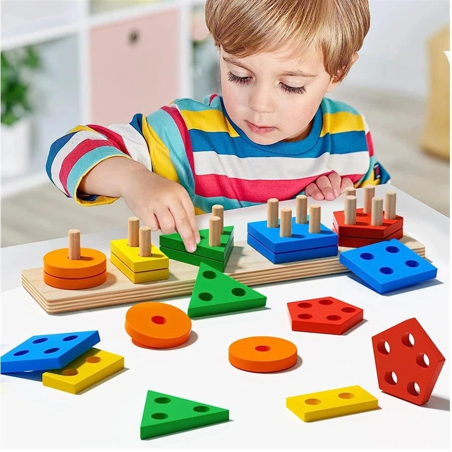 Montessori Early Education Toy – Column Shape Sorter Building Blocks