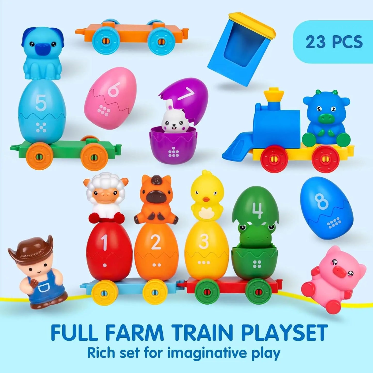 Montessori Farm Animal Train Set – Educational Counting, Sorting & Fine Motor Toy