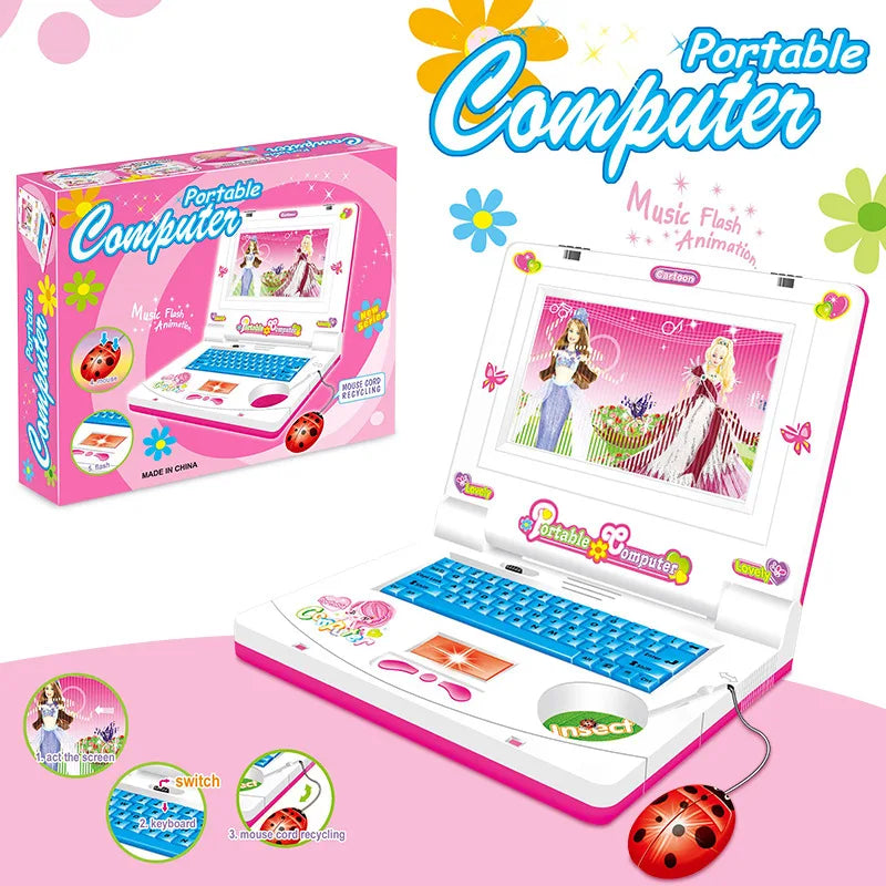 Musical Mini Simulation Notebook with Mouse, Laptop Toys for Kids and Babies